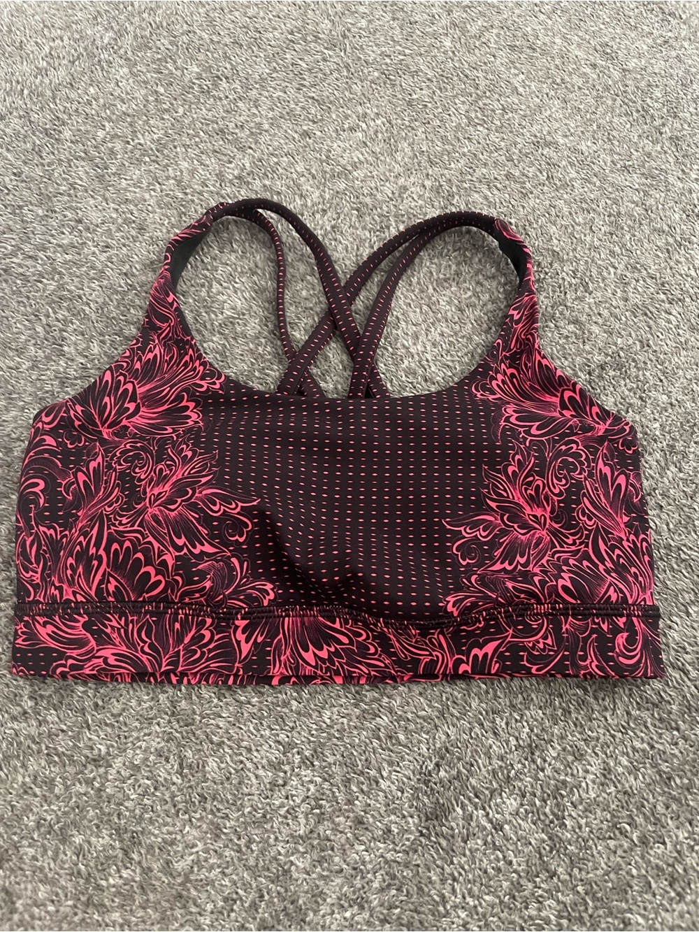 Lululemon Pink Floral Strappy Sports Bra